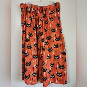 Orange Cat Print Halloween Skirt